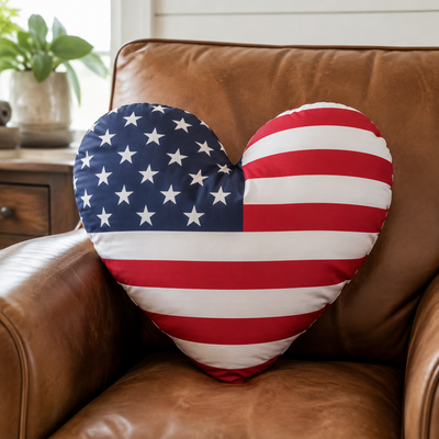 American Flag Heart Pillow