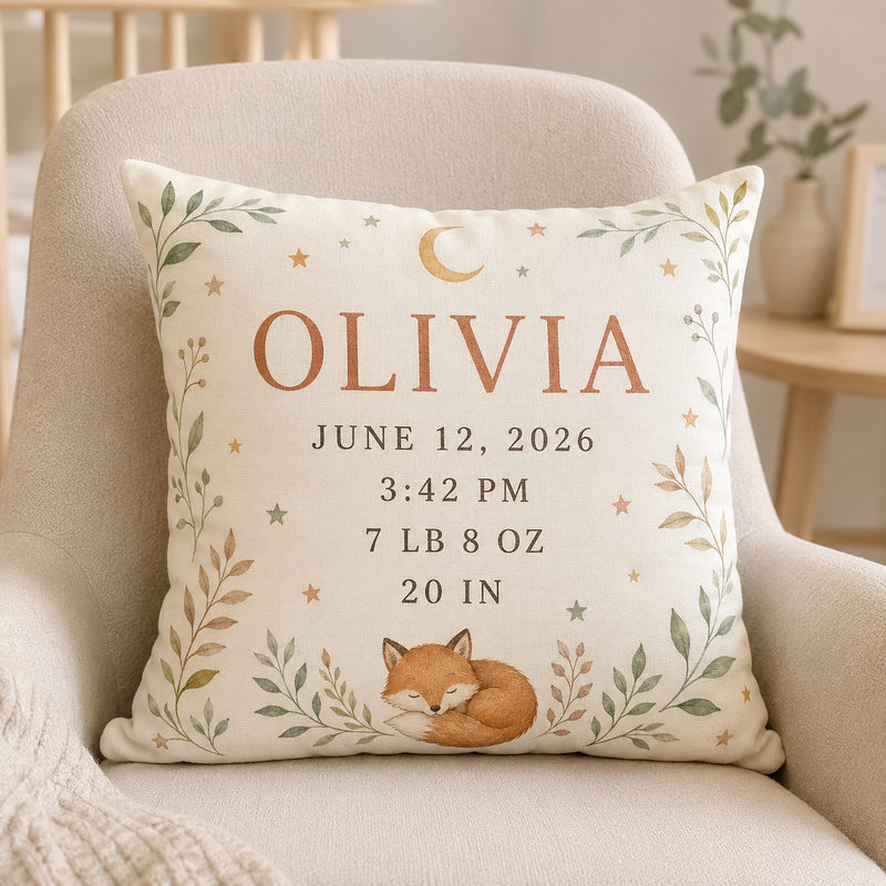 Baby Birth Details Pillow