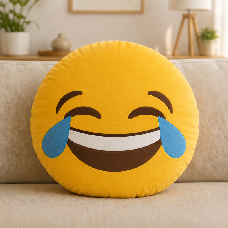 Laughing Tears Emoji Shaped Decorative Pillow