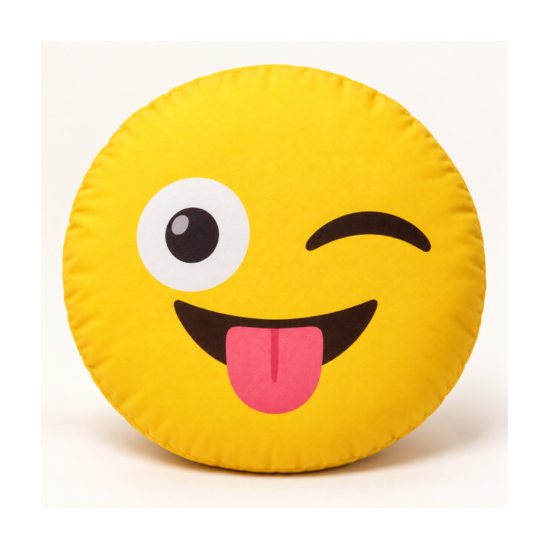 Winking Tongue Emoji Pillow